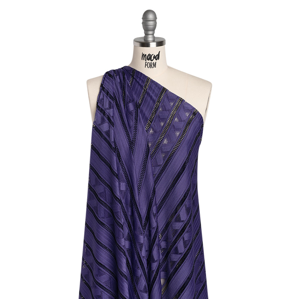 Corded Lace - Violet and Black Geometric Stripes - Joann Fabrics