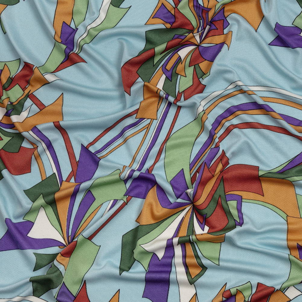 Aqua, Purple and Green Geometric Explosions Silk Jersey - Joann Fabrics