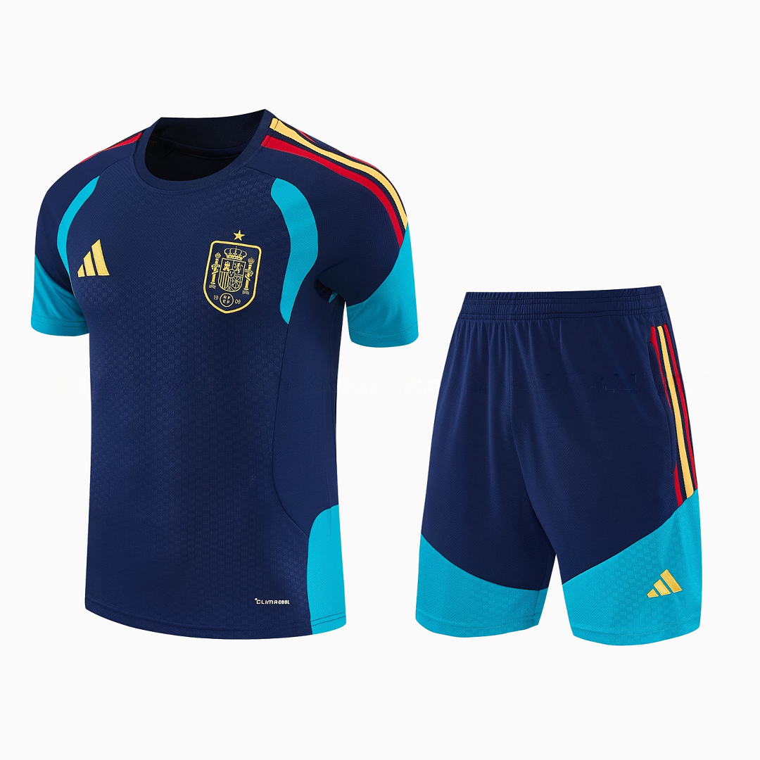 Spain 2026 Short-Sleeve Training Set - Dark Blue Top & Dark Blue Pants - UnitedFutballJersey