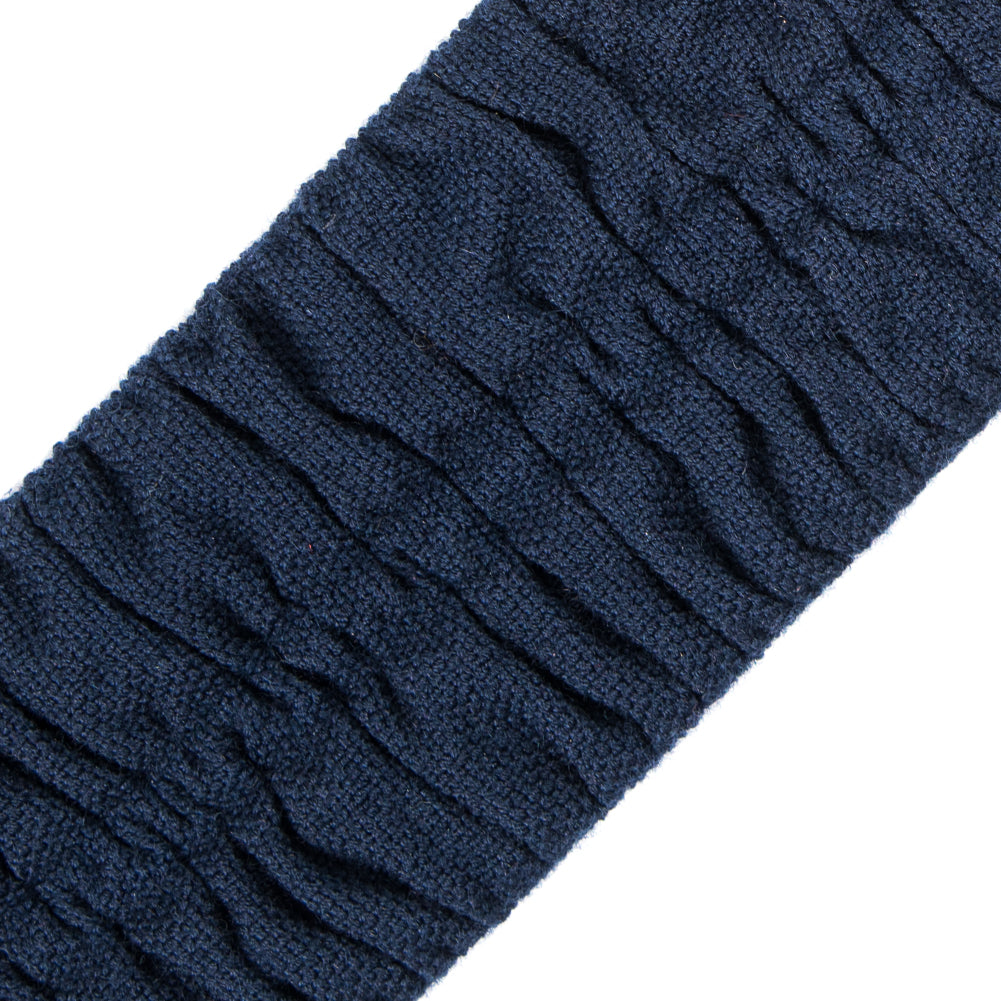 Italian Navy Ruched Stretch Wool Trimming - 2.375