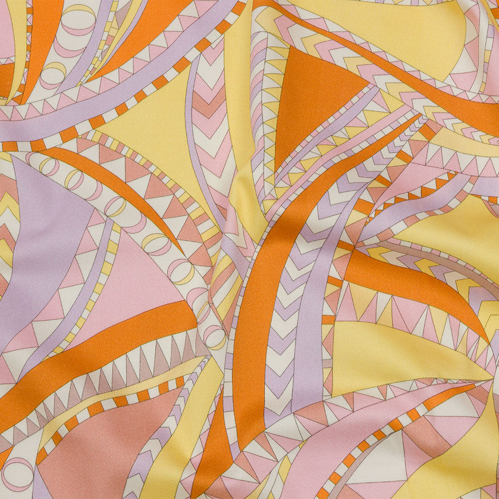 Stretch Cotton Sateen - Pink and Orange Geometric Abstract - Lizard Leap Print - Mood Exclusive Groove Collection - Joann Fabrics