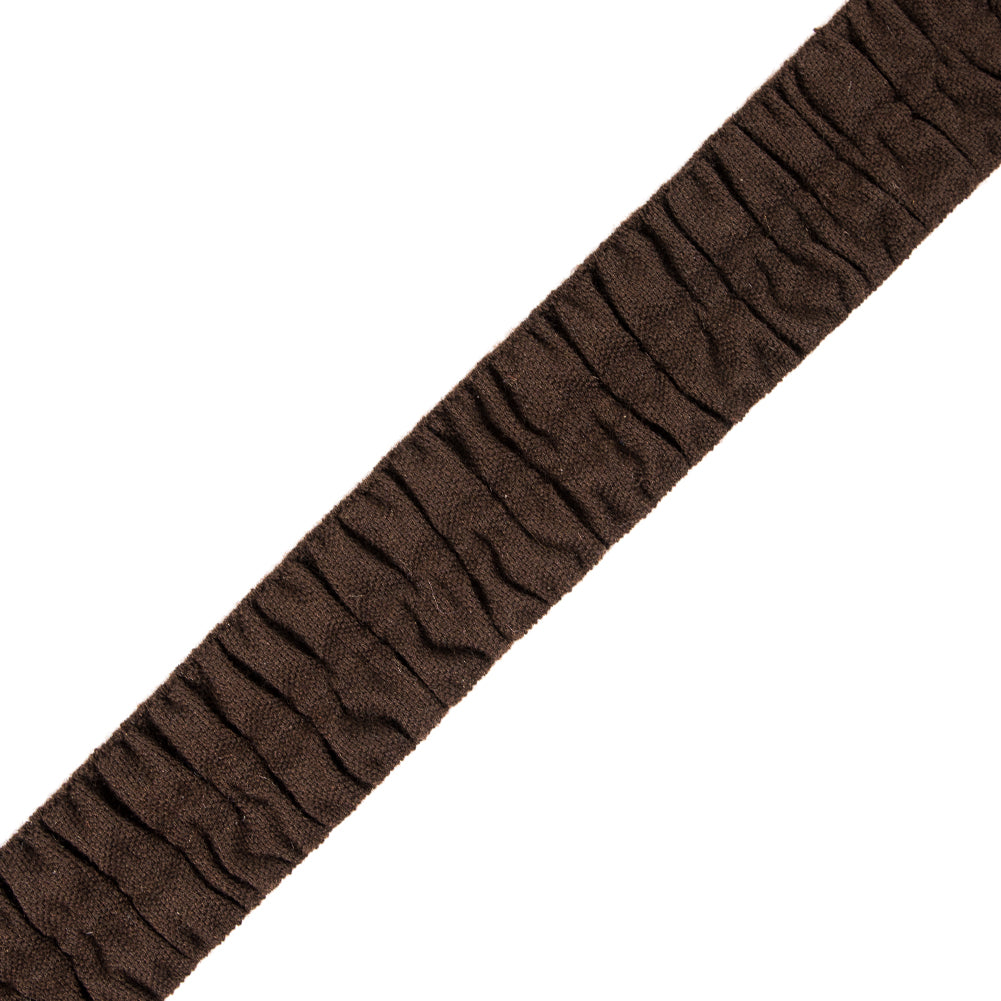 Italian Dark Brown Ruched Stretch Wool Trimming - 1.5