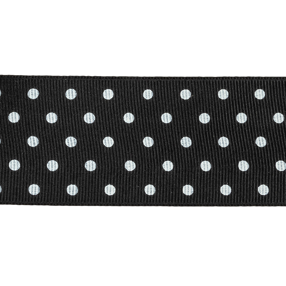 Phantom and White Polka Dots Grosgrain Ribbon - 1.625