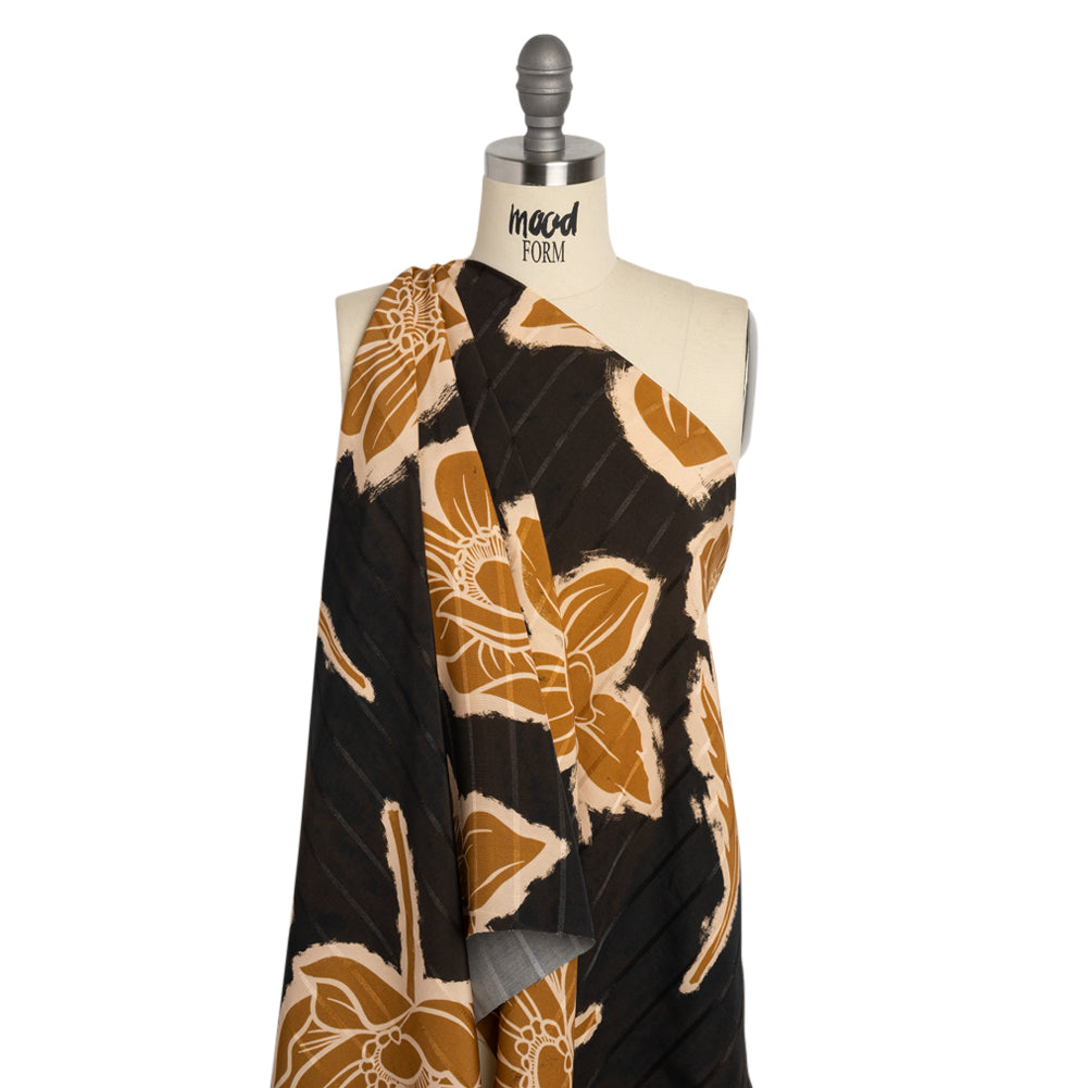 Striped Viscose Jacquard Print - Mustard Floral - Mood Exclusive Simple Luxuries - Joann Fabrics