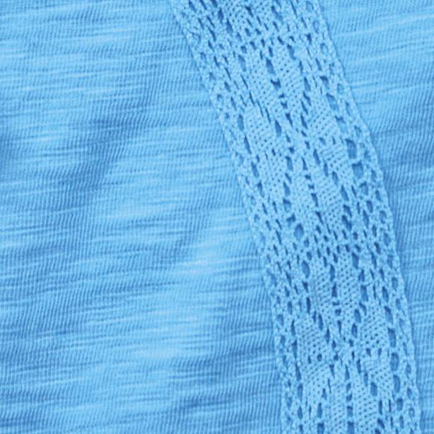 Lace-Trim Garment-Dyed Cotton Henley, Long Roll-Tab Sleeves - Northstyle Catalog