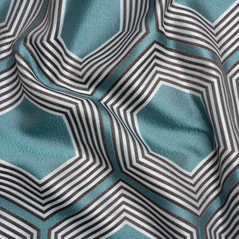 Teal, Charcoal and Gray Reverberating Hexagons Polyester Jacquard - Joann Fabrics