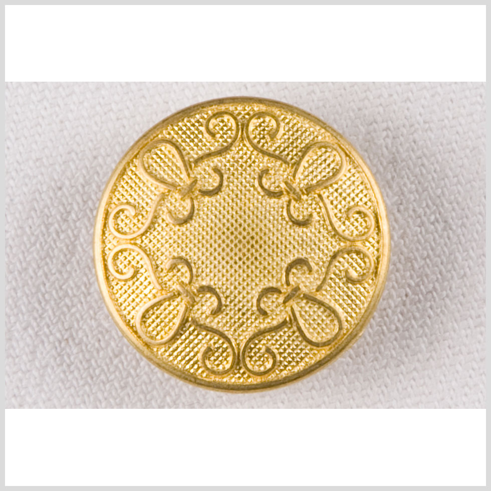 Metal Shank Back Button - 36L/23mm - Gold Textured Ground and Swirling Cords - Joann Fabrics