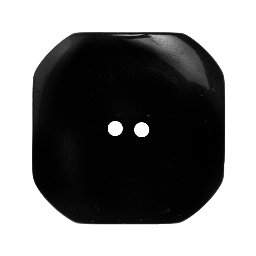 Square Plastic 2-Hole Button with Cut Corners Made in Italy - 54L/34mm - Black - Joann Fabrics