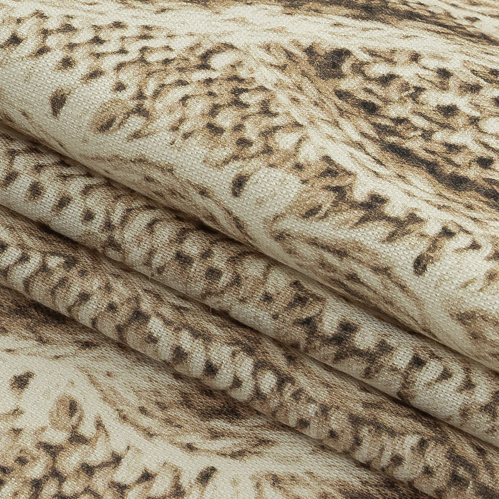 Antique White and Incense Cable Knit Printed Stretch Linen and Rayon Woven - Joann Fabrics