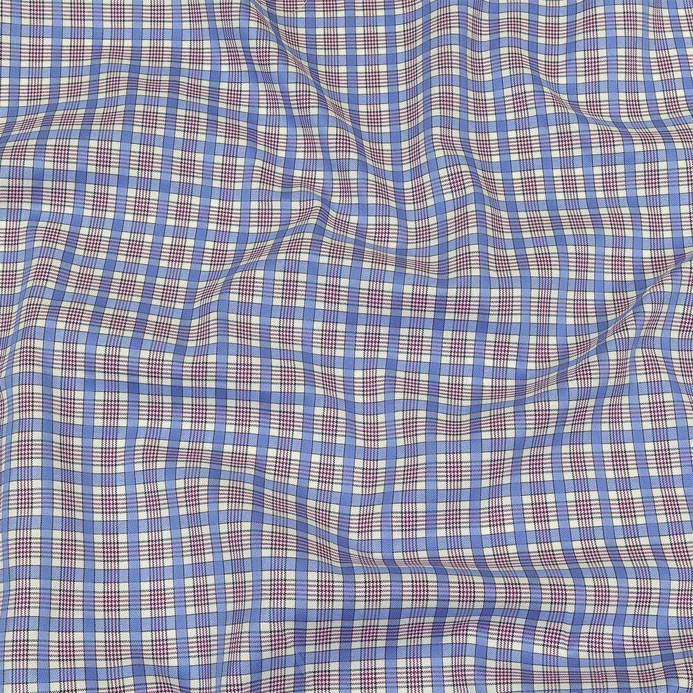 Violet, Wedgewood and White Plaid Twill Cotton Shirting - Joann Fabrics