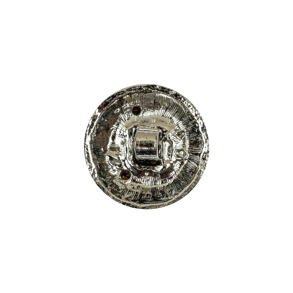 Vintage Shiny Silver Hammered Metal Shank Back Button with Rhinestone Trio - 28L/18mm - Joann Fabrics