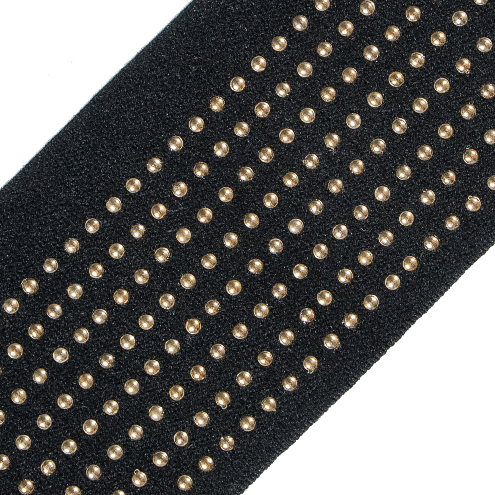Italian Gold Studded Black Elastic Trim - 2