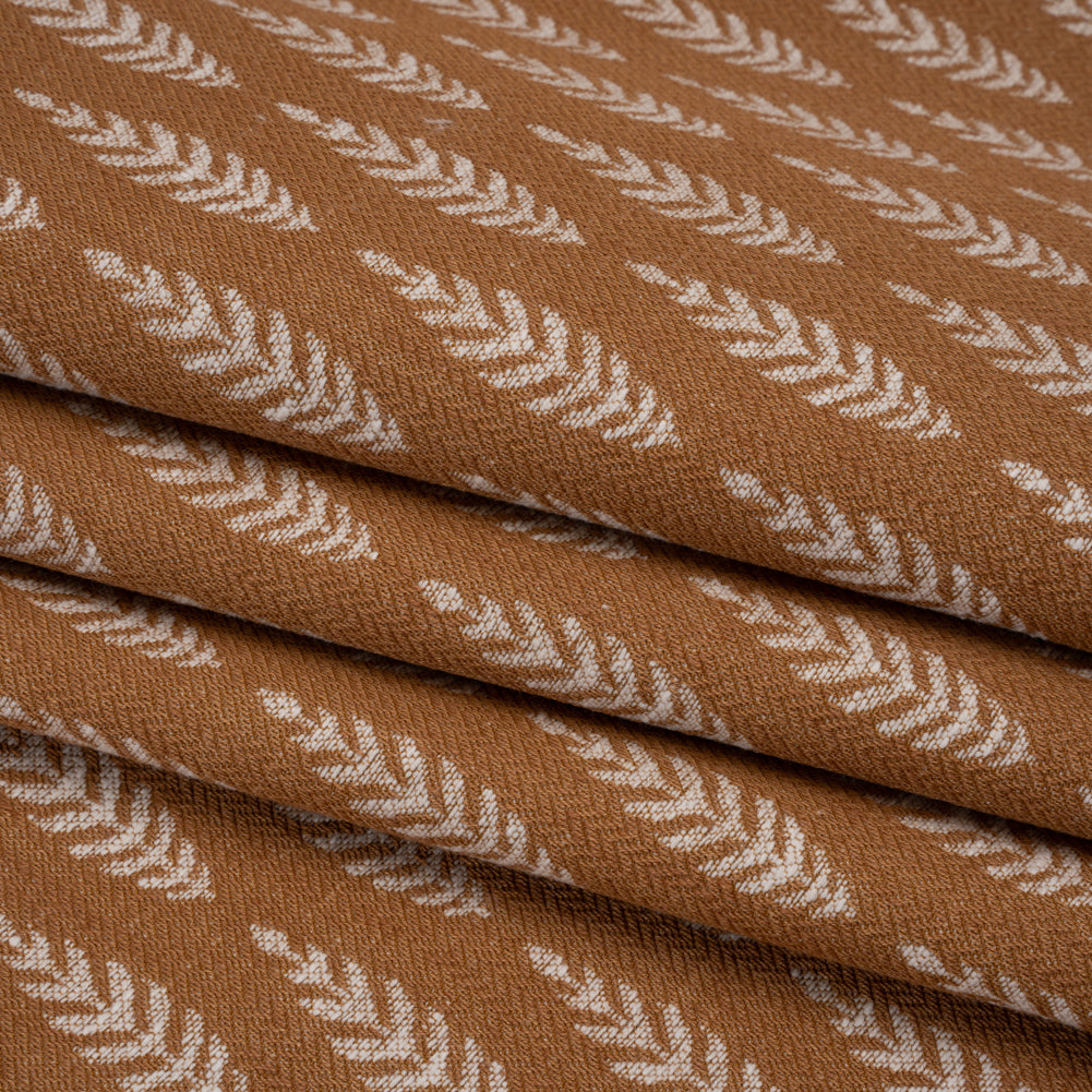 Recycled Polyester and Cotton Jacquard - Ginger Lines of Leaves - British Imported - Joann Fabrics