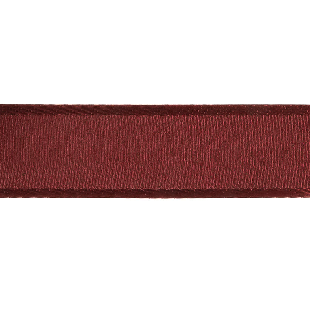 Wine Grosgrain Ribbon with Satin Borders - 1