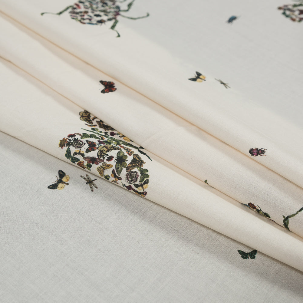 Cotton Voile - Floral Beetles and Butterflies - Tithonus' Lament Print - Mood Exclusive Gaia Collection - Joann Fabrics