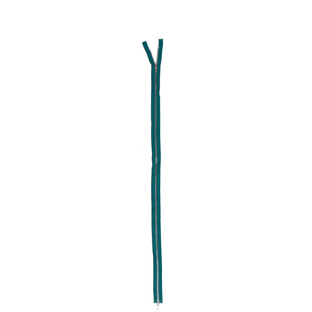 Jade and Silver Metal Two-Way Zipper - 36