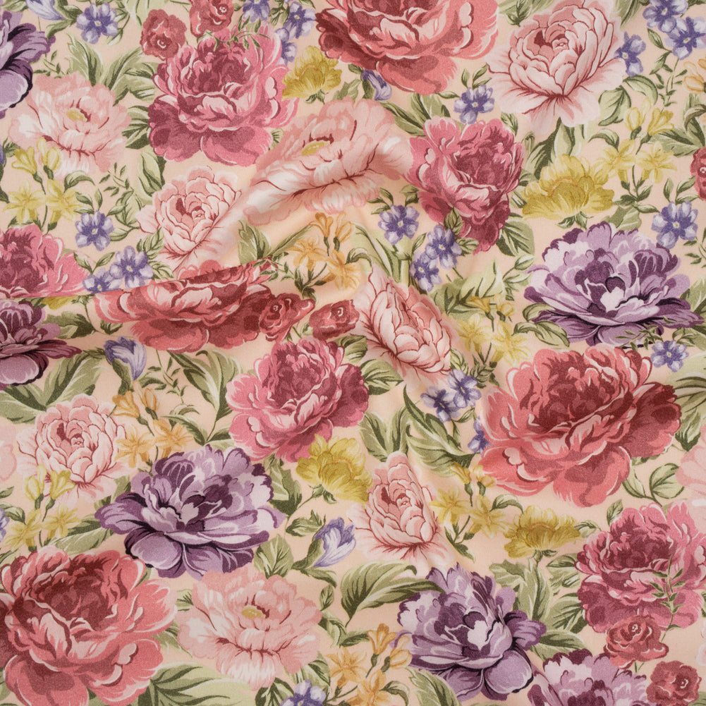 Brushed Cotton Woven - Pale Pink, Purple and Rose Red Blooming Flowers - Mood Exclusive Tender Bloom Print - Joann Fabrics