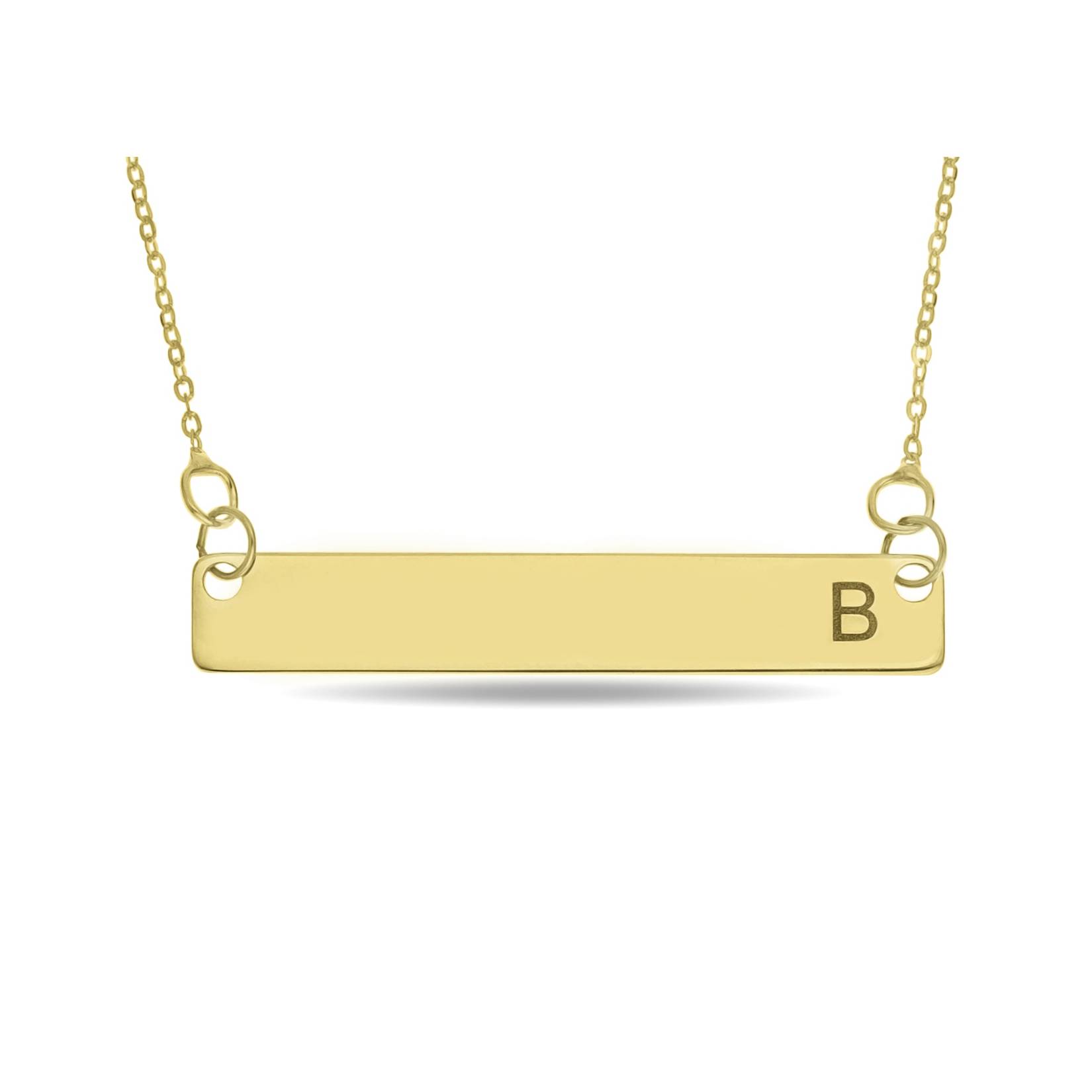 Personalized 10K Yellow Gold Horizontal Bar Single Initial Necklace, 18