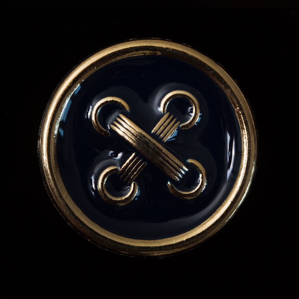 Italian Navy and Gold Metal Button - 44L/28mm - Joann Fabrics
