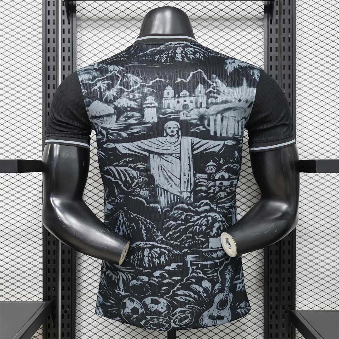 Brazil 2026 Grey Jesus Black Special Jersey - Player Version - UnitedFutballJersey