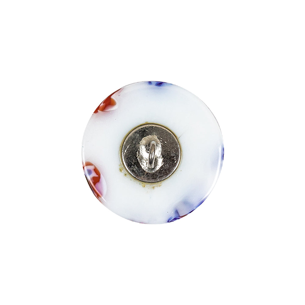 Vintage White, Red and Blue Mosaic Domed Shank Back Glass Button - 32L/20mm - Joann Fabrics