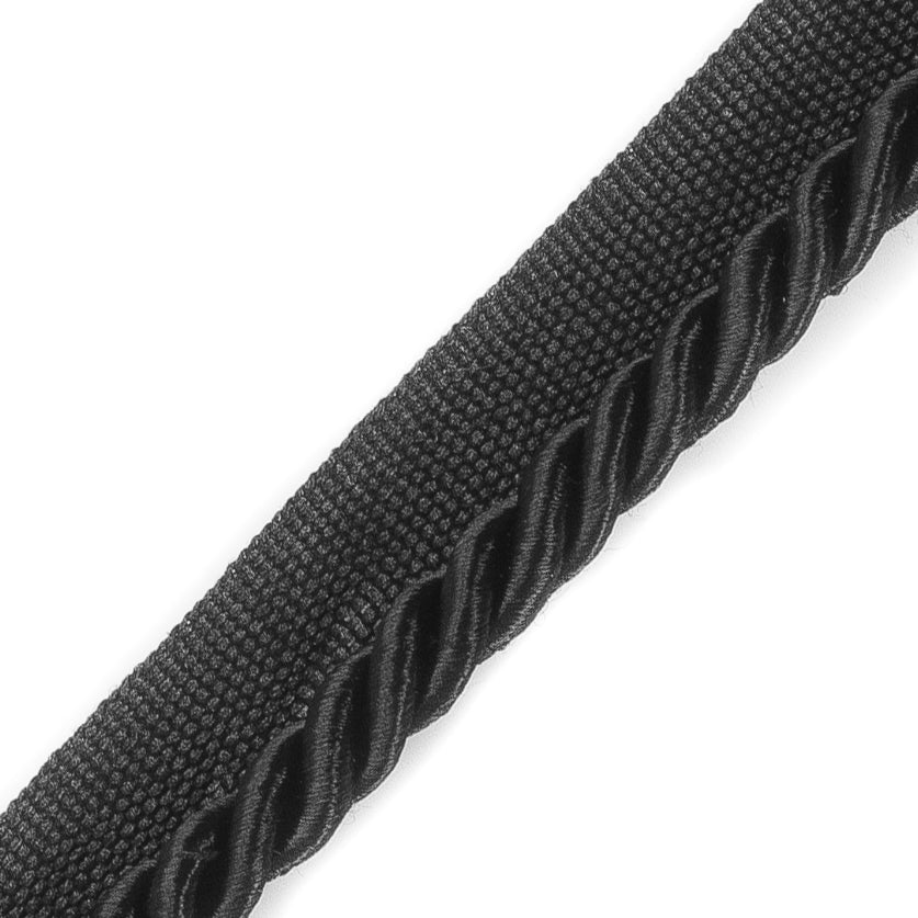 Black Cotton Blend Twisted Cord Trim - 0.25