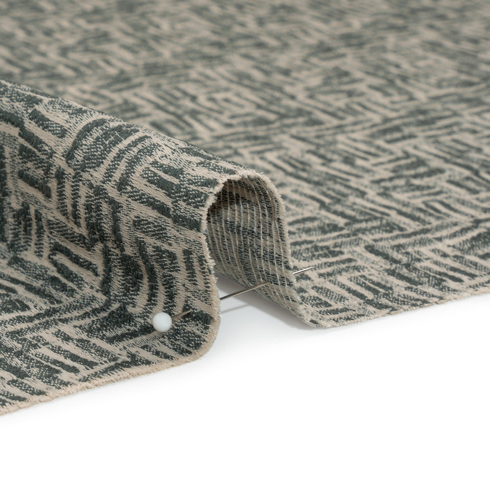 Recycled Polyester and Cotton Drapery Jacquard - Marine Little Lines - British Imported - Joann Fabrics
