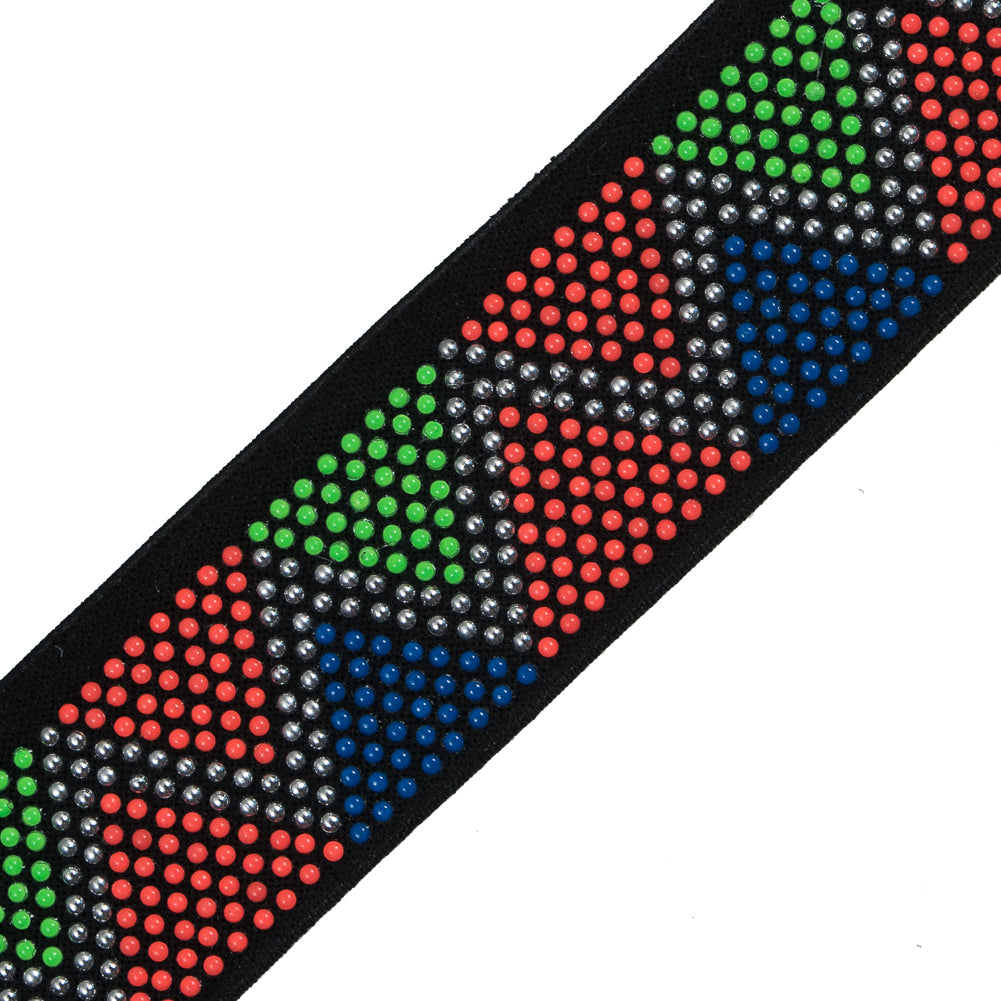 Italian Multicolor Elastic with Chevron Gems - 1.5