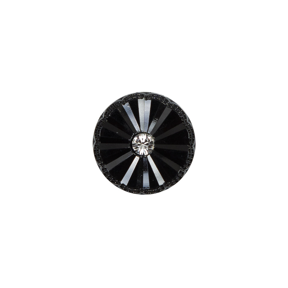 Italian Black Floral Nylon Button with Rhinestone Center - 20L/12.5mm - Joann Fabrics