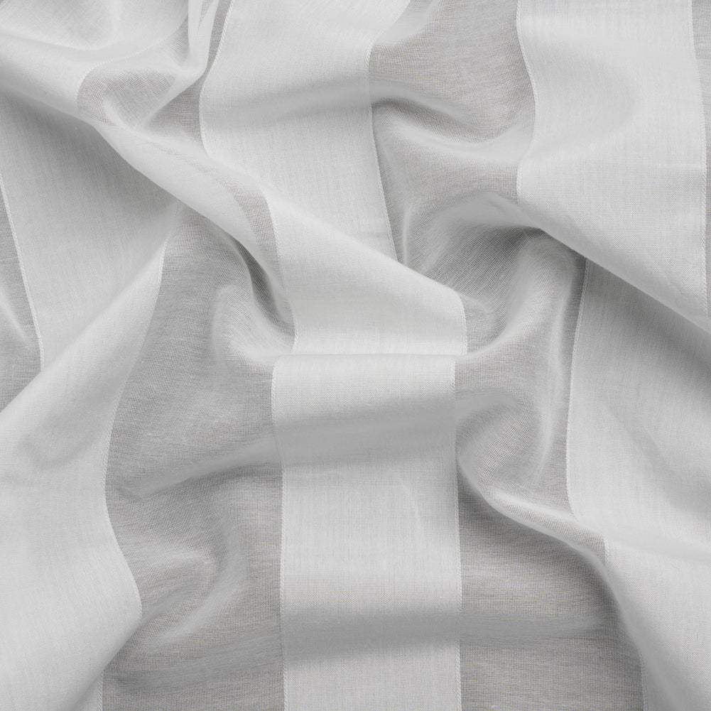Famous Australian Designer White Burnout Awning Stripes Cotton and Silk Voile - Joann Fabrics
