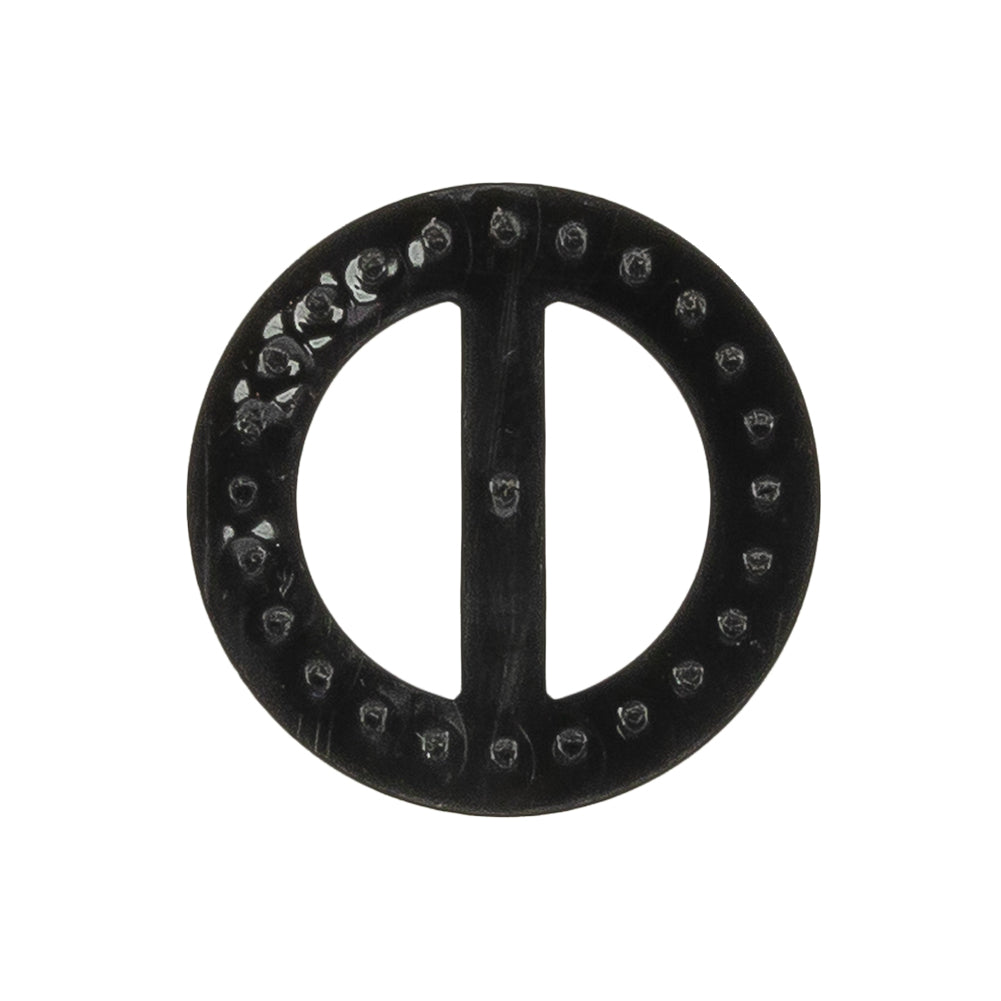 Vintage Crystal Rhinestones and Black Circular Plastic Slider - 1