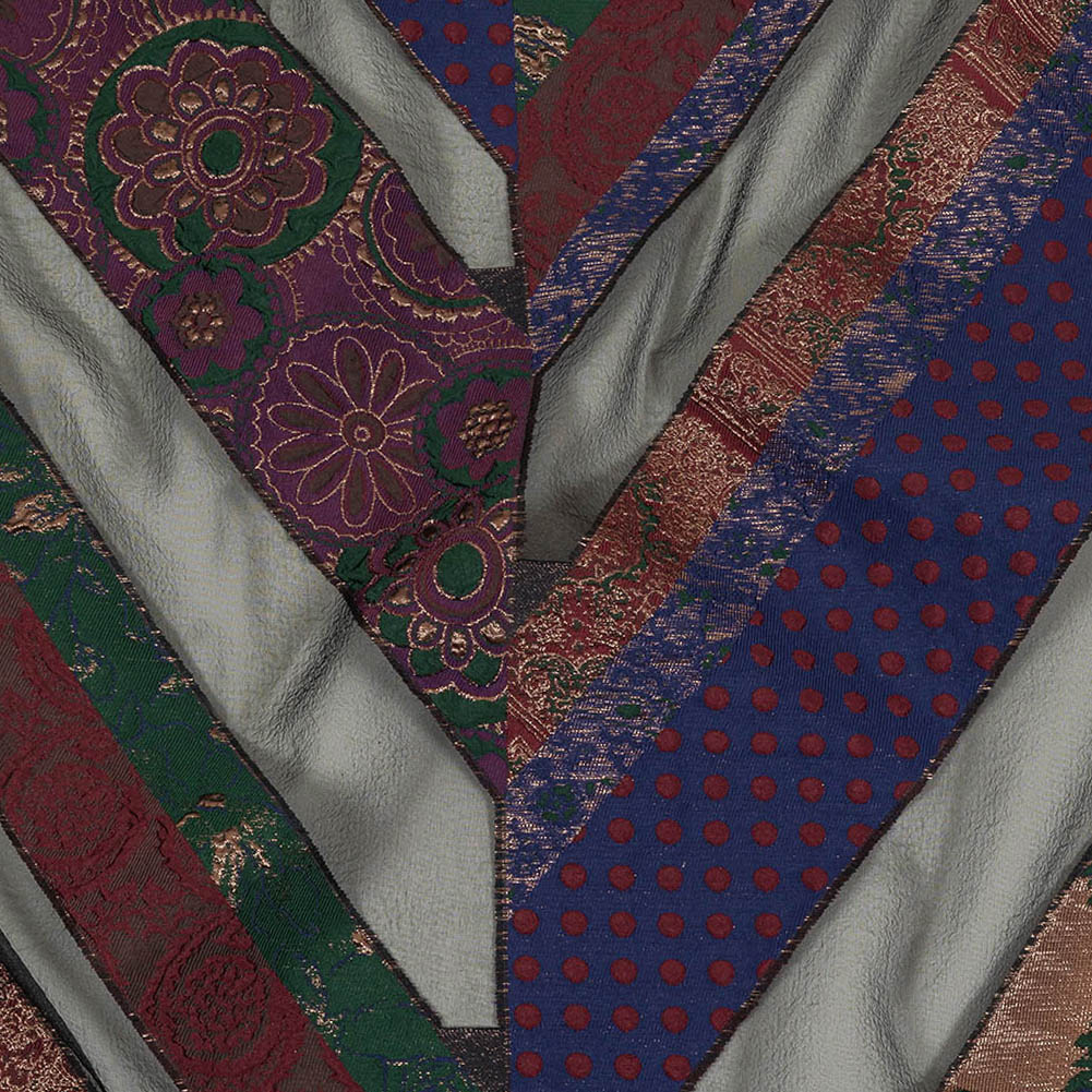 Metallic Royal, Evergreen and Red Patchwork Chevrons Luxury Organza Brocade - Joann Fabrics