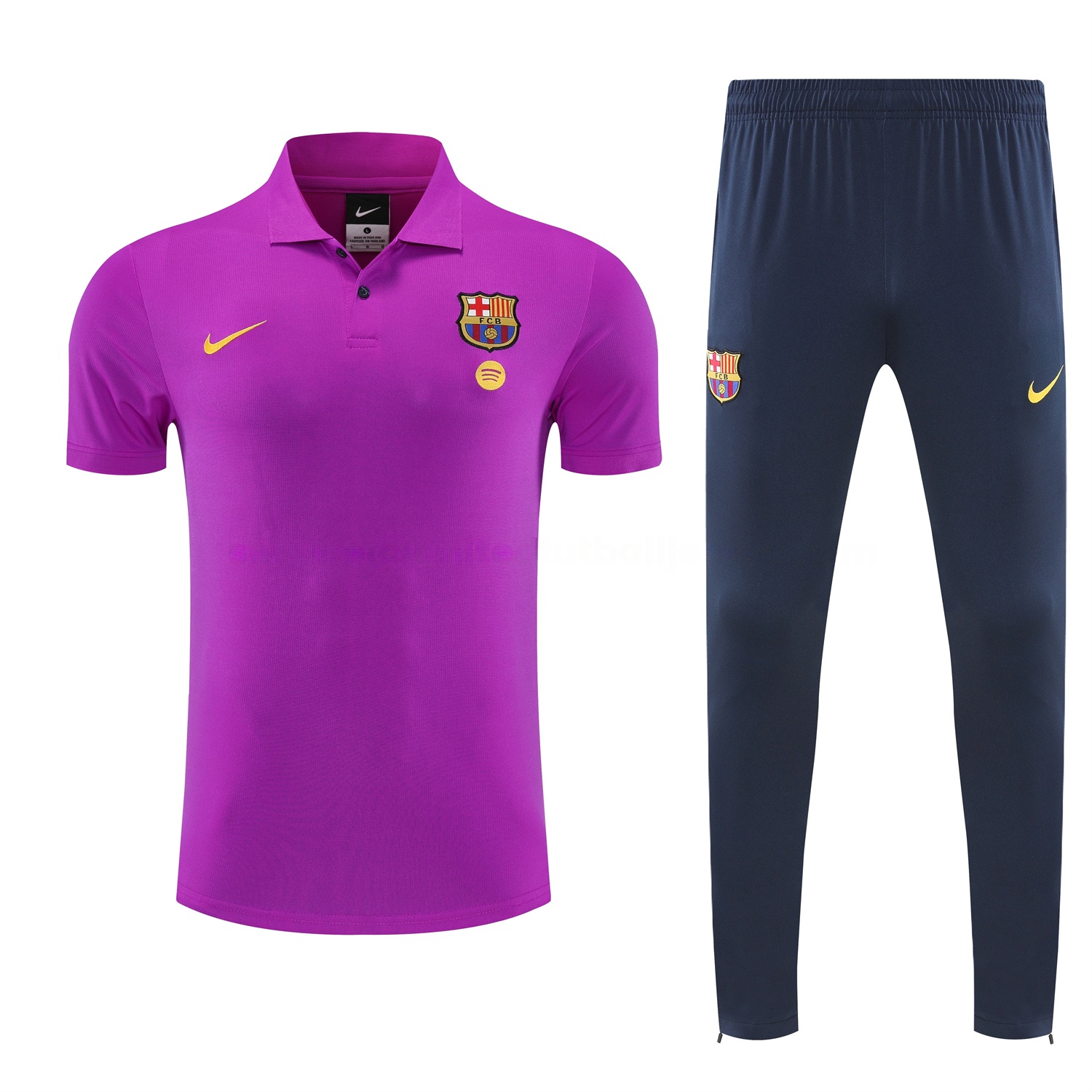 Barcelona 25-26 POLO Short-Sleeve Training Set - Purple Top and Dark Blue Pants - UnitedFutballJersey
