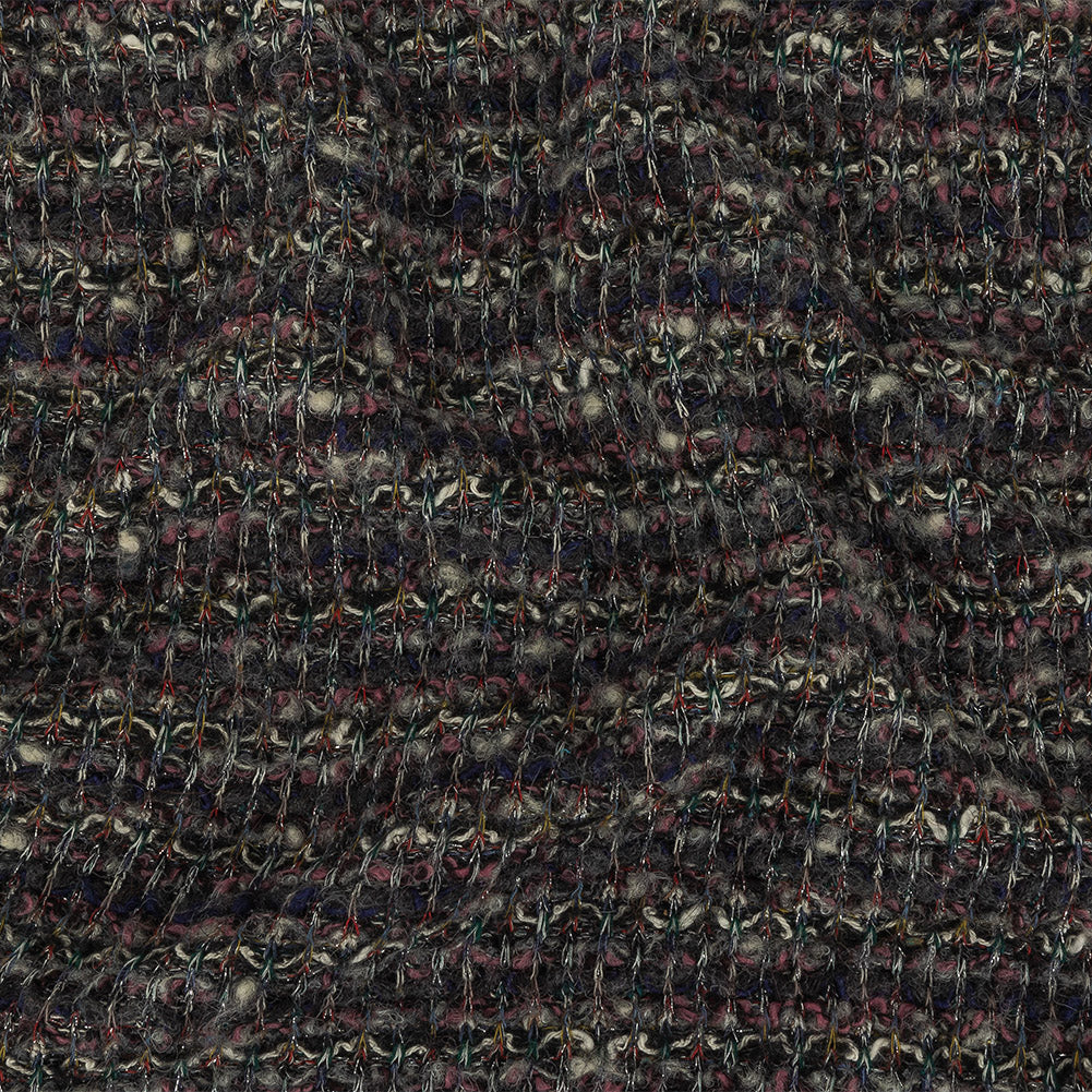 Charcoal, Rose and Metallic Silver Loopy Wool Sweater Knit - Joann Fabrics