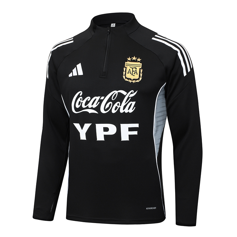 2025/2026 Argentina Half-Pull Training Suit Black Jersey Set