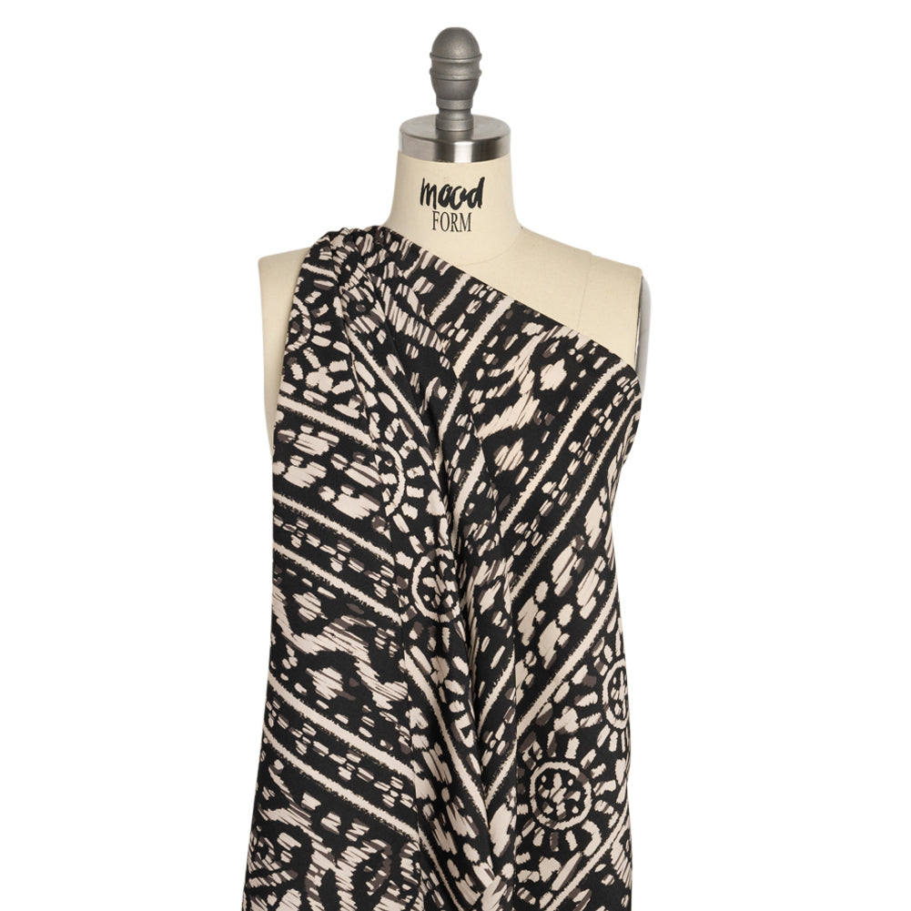 Mood Exclusive Black Sun Carvings Sustainable Viscose and Polyester Twill - Joann Fabrics