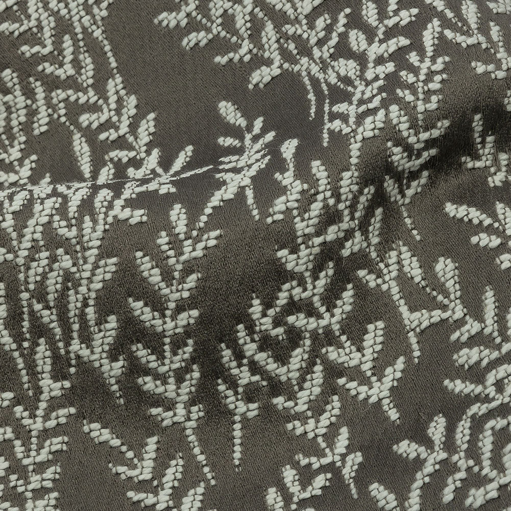 Drapery Jacquard - Grey Little Leaves - British Imported - Joann Fabrics