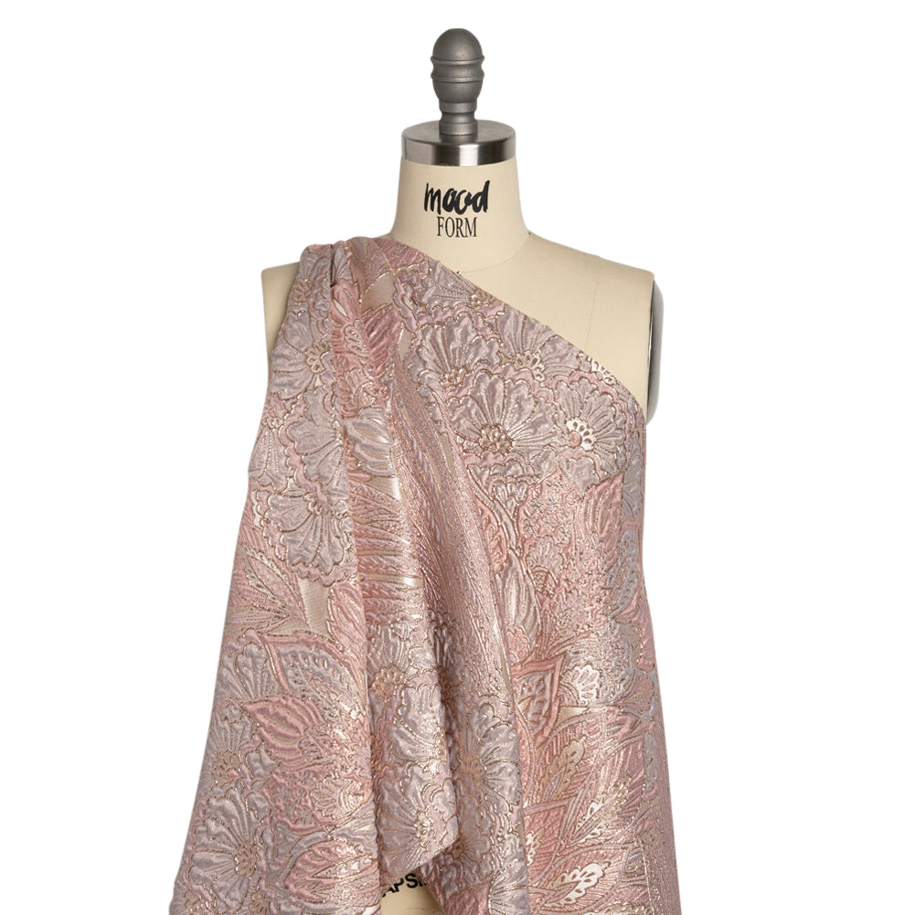 Metallic Silver, Pink and Cream Gleaming Garden Luxury Brocade - Joann Fabrics