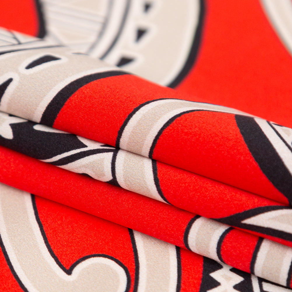 Mood Exclusive Italian Red and Black Large-Scale Digitally Printed Silk Charmeuse Panel - Joann Fabrics