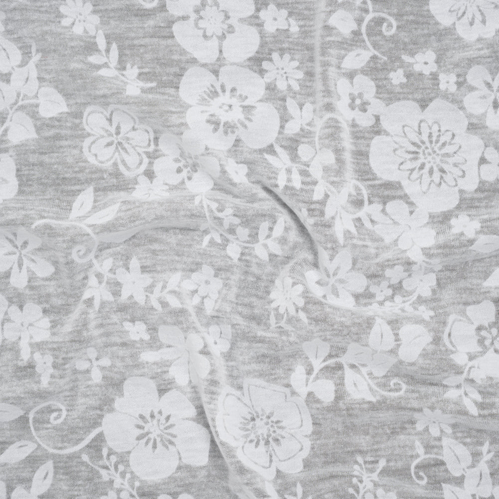 Cotton and Polyester Burnout Jersey - White Floral - Deadstock - Joann Fabrics