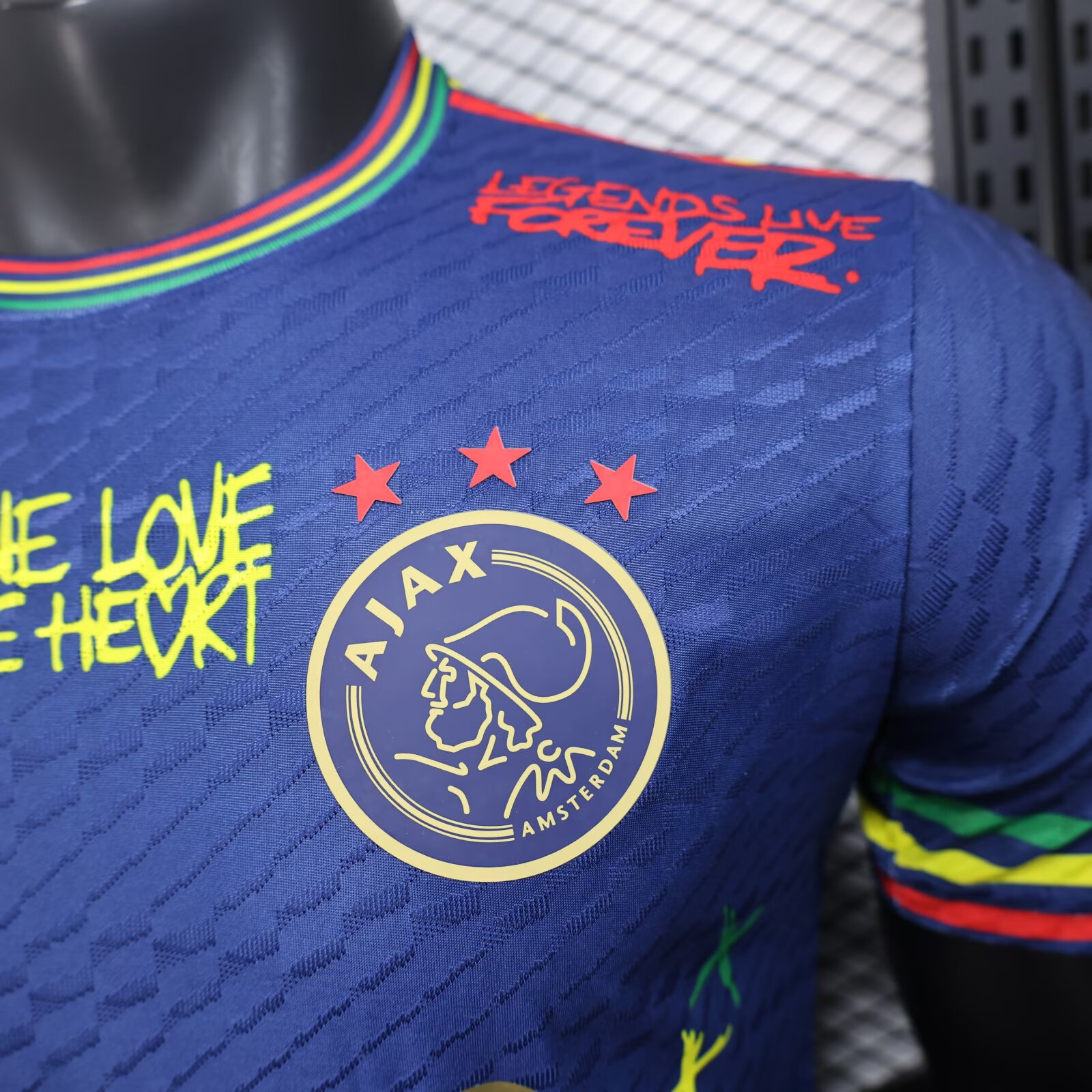 2025/2026 Player Version Ajax Doodle Plate Royal Blue Football Jersey 1:1 Thai Quality