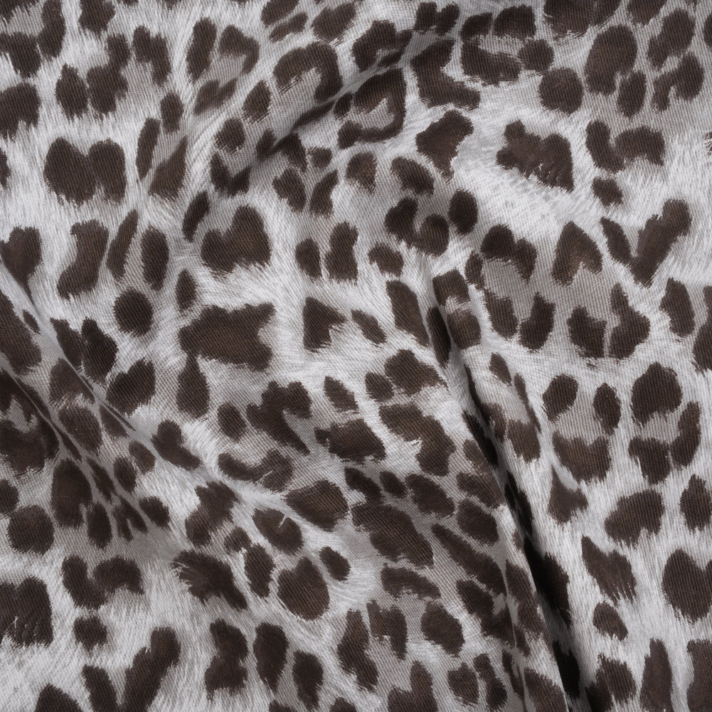 Stretch Cotton Twill - Dark Brown and Gray Leopard Fur - Designer Deadstock - Joann Fabrics
