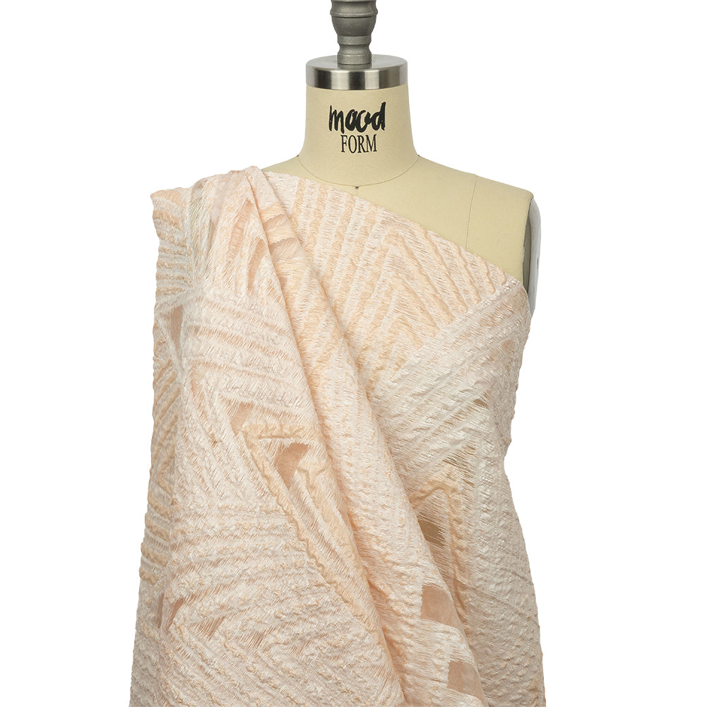 Metallic White and Peach Overlapped Nested Triangles Luxury Burnout Brocade - Joann Fabrics