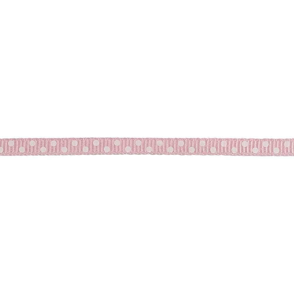 Parfait Pink and White Polka Dots Grosgrain Ribbon - 0.25
