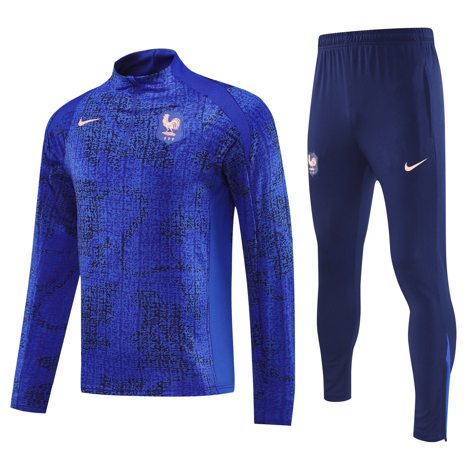 France 2026 Long Sleeves Training Set - Ocean Blue Top & Dark Blue Pants - UnitedFutballJersey