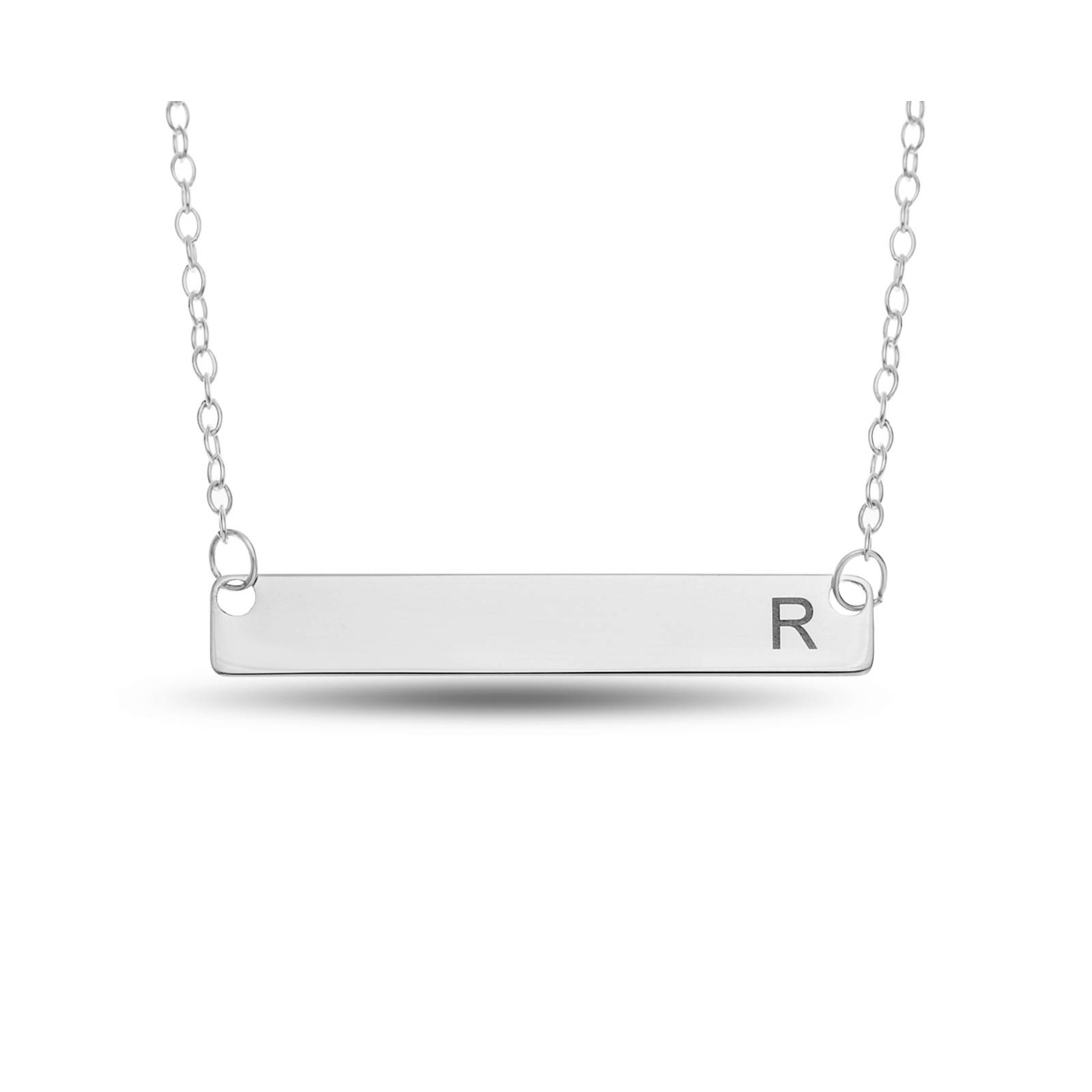 Personalized Sterling Horizontal Bar Single Initial Necklace, 18