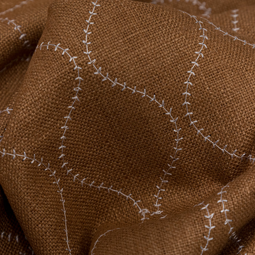 Cashew and Brilliant White Ogee Stitched Raw Silk Matka - Joann Fabrics
