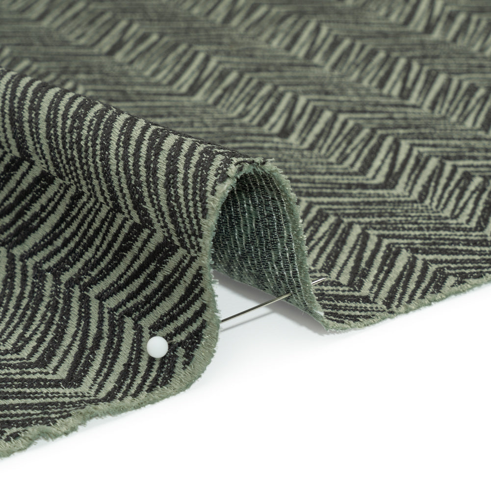 Herringbone Chevrons Recycled Polyester and Cotton Drapery Jacquard - Eucalyptus - British Imported - Joann Fabrics