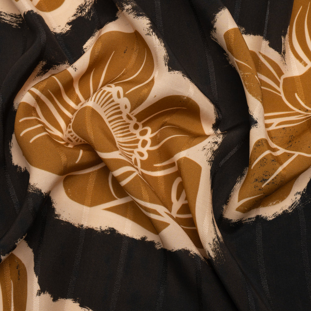 Striped Viscose Jacquard Print - Mustard Floral - Mood Exclusive Simple Luxuries - Joann Fabrics