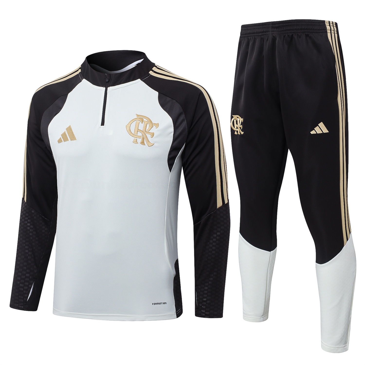 Flamengo 2026 Long Sleeve Training Set - White Top & Black Pants - UnitedFutballJersey